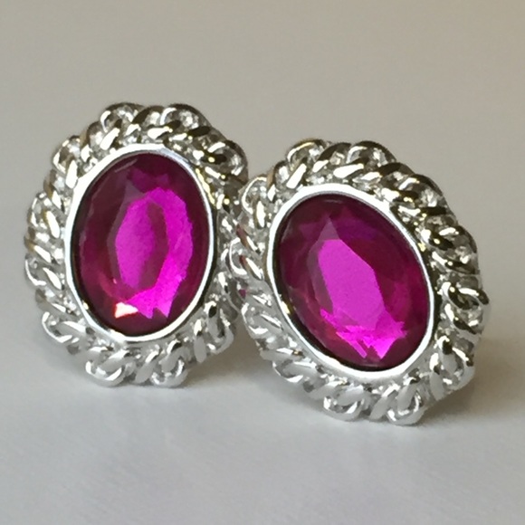 Vintage Kenneth J Lane Pink Clip On Earrings - Picture 1 of 8
